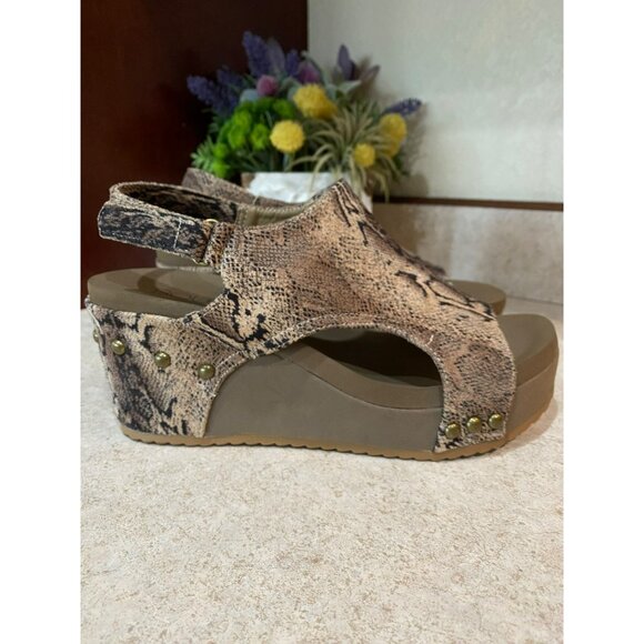 Corkys Shoes - Cabot Brown Snake Wedge Size 7 - Picture 2 of 9